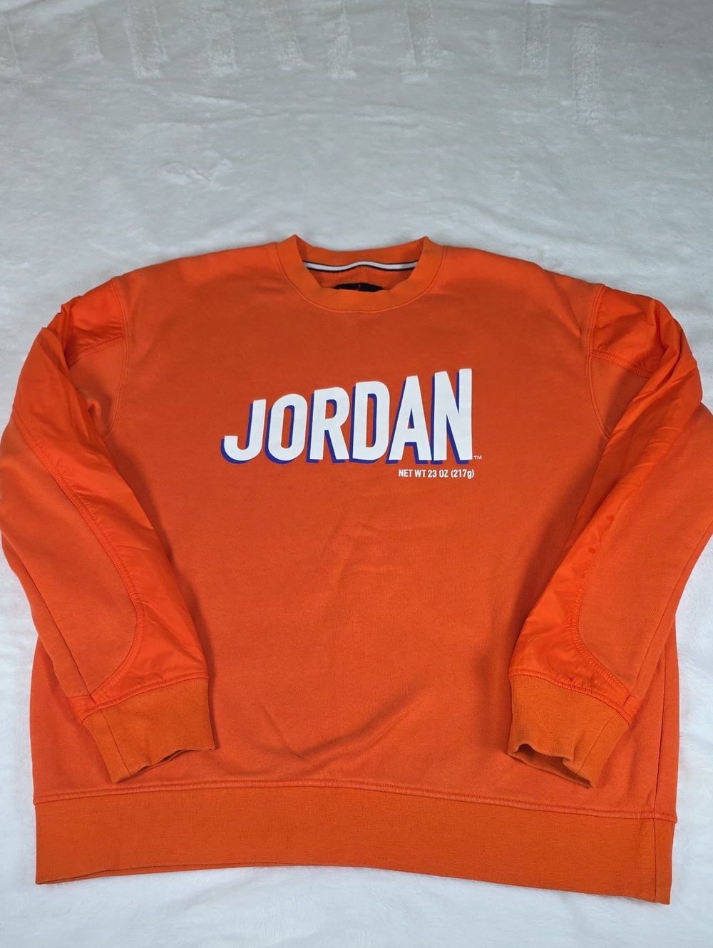 Jordan Flight MVP Wheaties Orange Sleeve Overlay Fleece Crewneck Size L